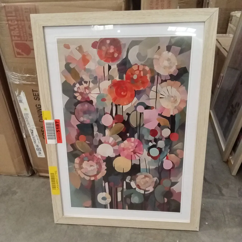 FRAMED COLOURFUL FLOWER ABSTRACT ART PRINT