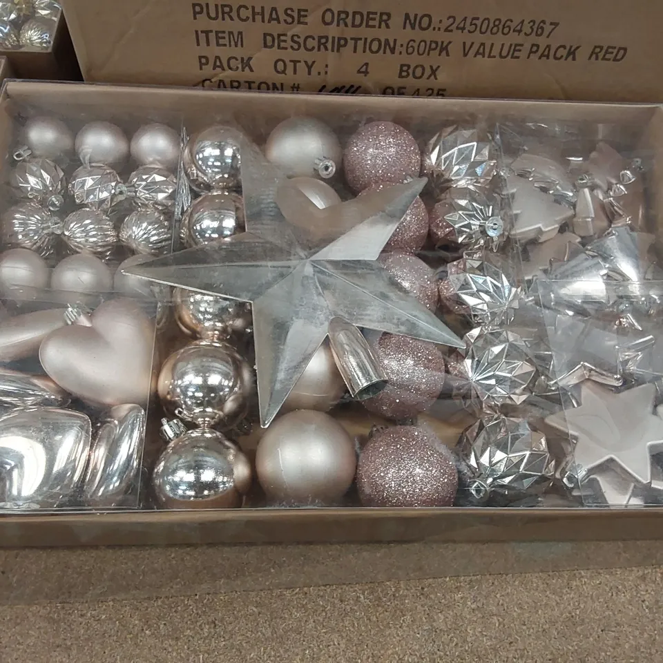 LOT OF APPROXIMATELY 8X 60PCS BRAND NEW BAUBLES SETS, 3X 6PCS BRAND NEW WINNIE THE POOH BAUBLES (3 ITEMS)