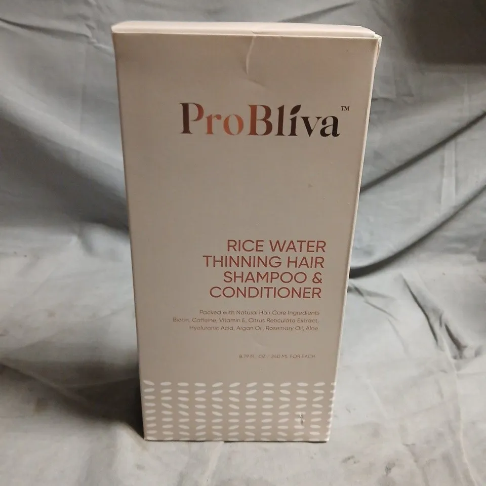 PROBLIYA RICE WATER THINNING HAIR SHAMPOO & CONDITIONER – 2 X PUMP BOTTLES, BOXED 240ML PER BOTTLE