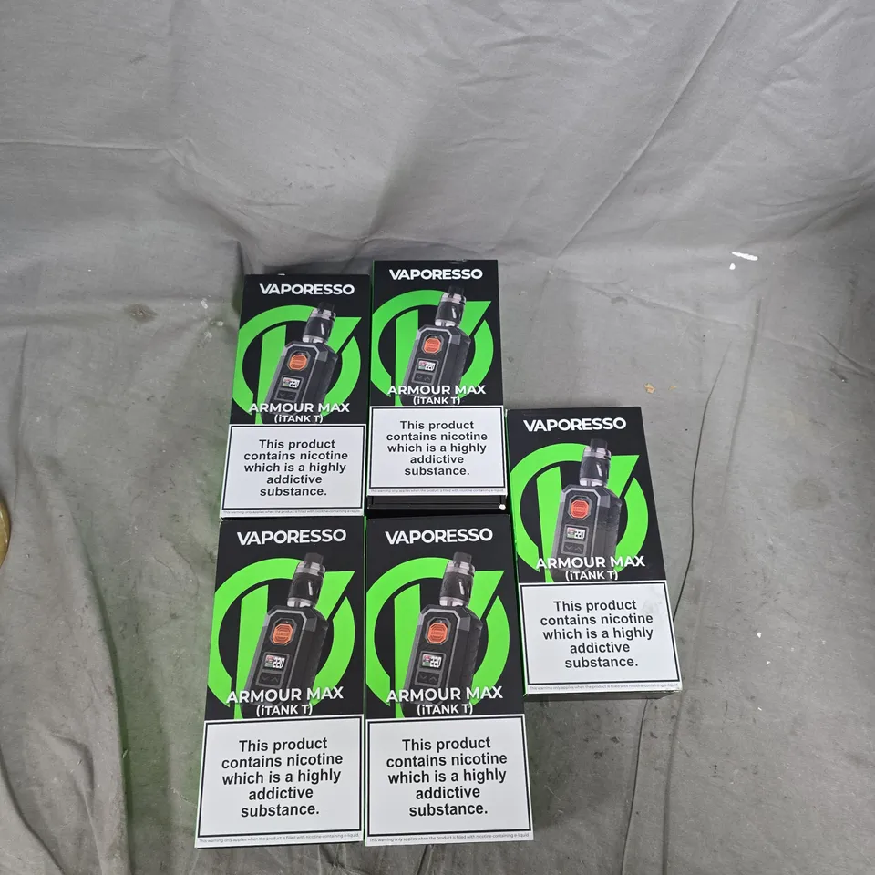 BOX OF APPROXIMATELY 30 ASSORTED E-CIGARETTES AND ACCOMPANIMENTS TO INCLUDE: VAPORESSO ARMOUR MAX 