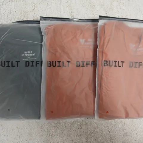 SET OF APPROXIMATELY 10 ASSORTED BUILT DIFFERENT T-SHIRTS/SHIRTS IN VARIOUS COLOURS AND SIZES