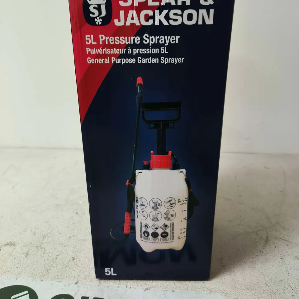 SPEAR & JACKSON 5L PRESSURE SPRAYER – BOXED GENERAL PURPOSE GARDEN SPRAYER
