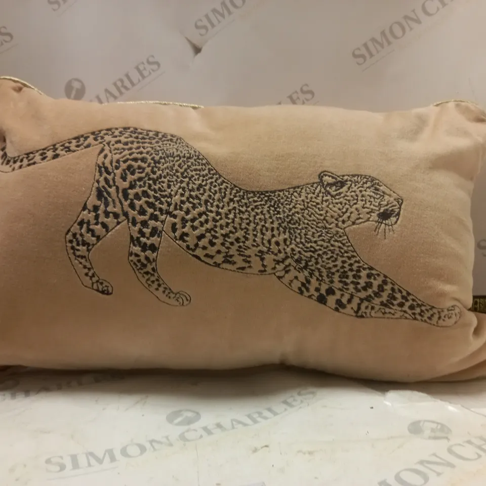 BIBA PINK VELVET LEOPARD PRINT CUSHION 