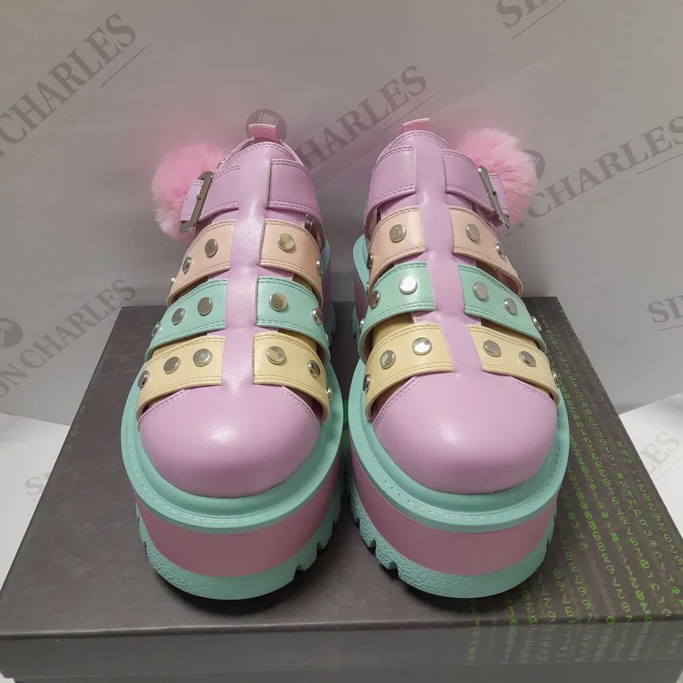 KOI NYOKA RAINBOW PASTEL LAVENDER MULTICOLOUR SANDALS - SIZE 3