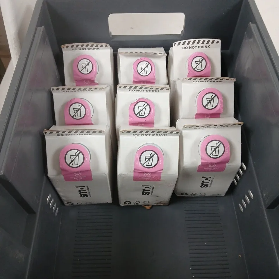 TOTE OF APPROXIMATELY 10 SMOL WASHING UP LIQUID REFILLS 500ML EACH