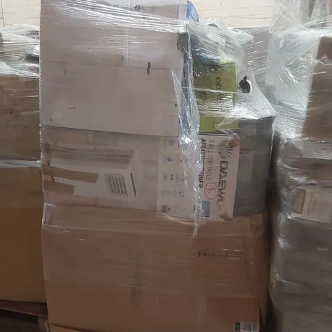 PALLET CONTAINING A VERY LARGE QUANTITY OF ASSORTED ELECTRIC ITEMS INCLUDING: DAEWOO AIR CONDITIONER, VACUUM CLEANER, AIRFRYER/MICROWAVE ECT