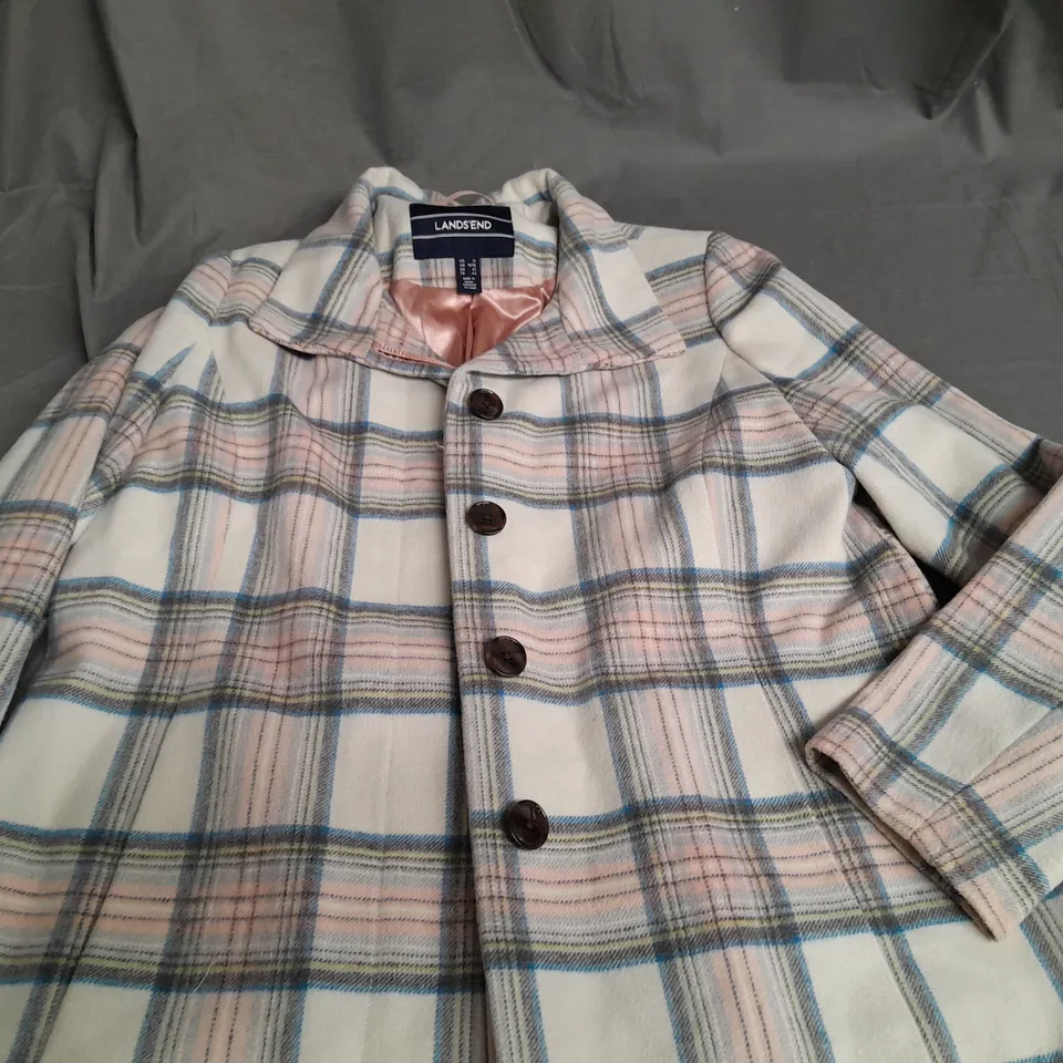 LAND ENDS BUTTON FRONT CHECK SHIRT - UK 14/16