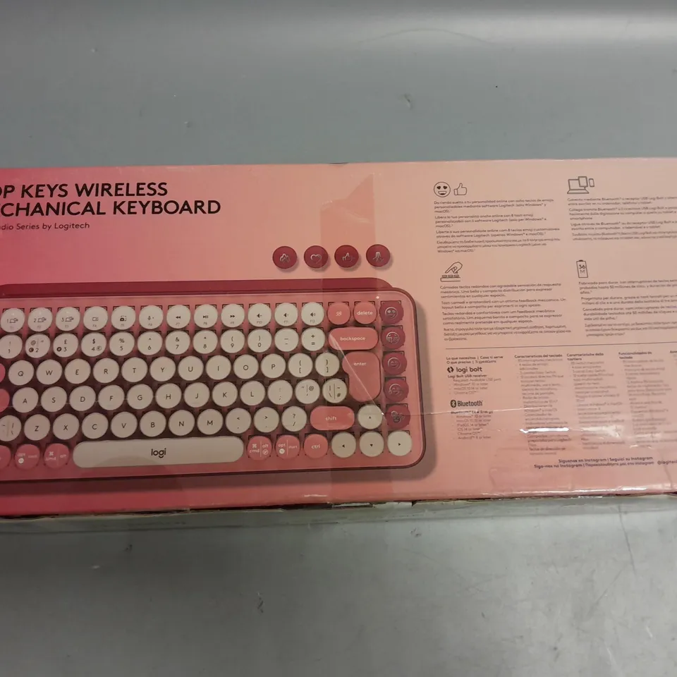 BOXED LOGITECH POP KEYS WIRELESS MECHANICAL KEYBOARD PINK