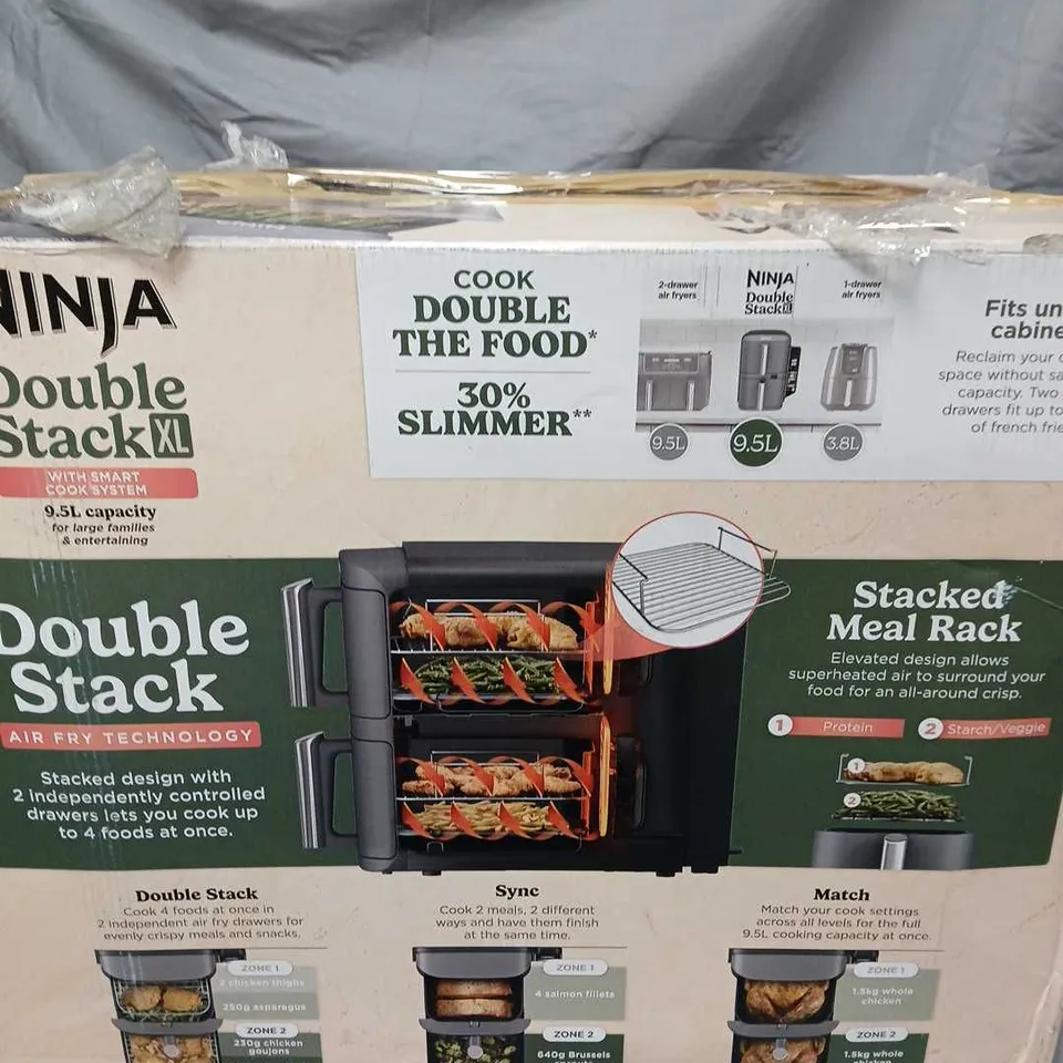 NINJA DOUBLE STACK XL 2 DRAWER 9.5L AIR FRYER WITH SMART COOK SL451UK