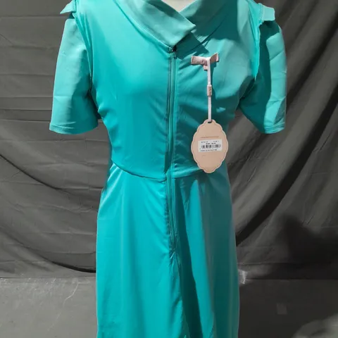JOLIE MOI COLLECTION VALENCIA BUTTON COLLAR DRESS IN BABY BLUE SIZE 14