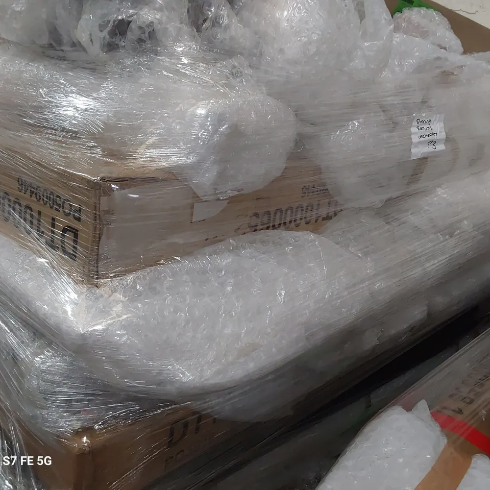 PALLET OF ASSORTED BOXED DINING TABLE PARTS 