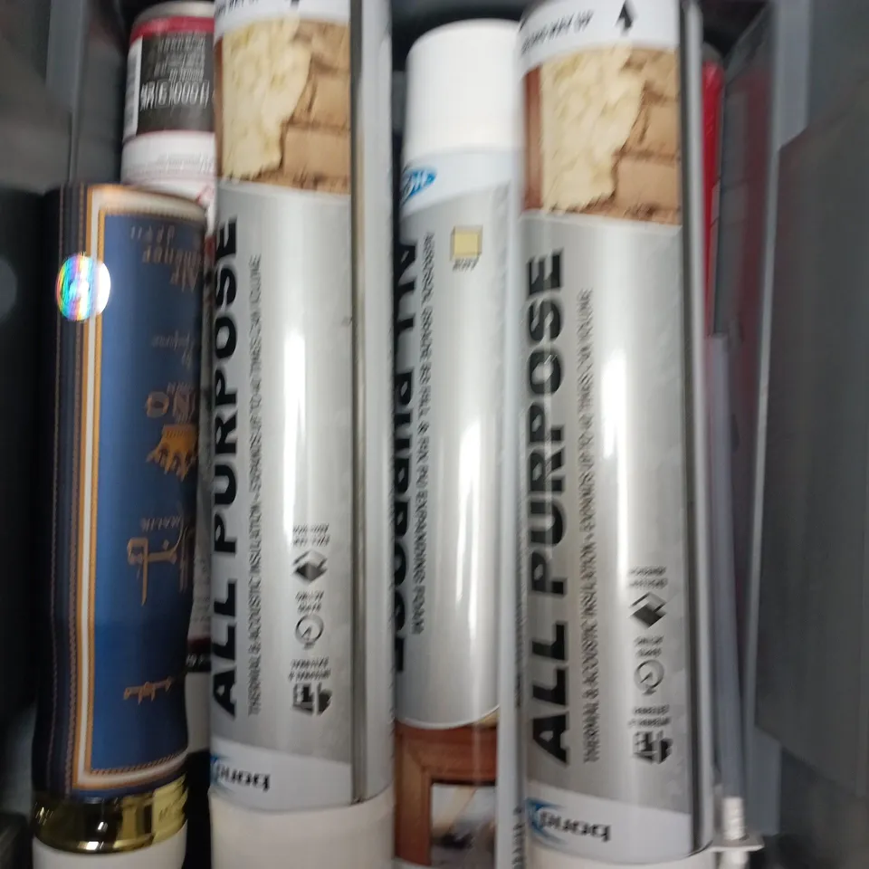 APPROXIMATELY 10 ASSORTED AEROSOLS TO INCLUDEAIR FRESHENER , GAP FILLER AND ALL PURPOSE EXPANDING FOAM