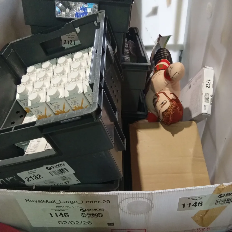 CAGE OF ASSORTED PRODUCTS TO INCLUDE; SMARTWATCH BAND, HEAT HERO COOLING FAN, JAMES LAST VINYL LP, WIFI CAMERA, LAVENDER VIOLETS LED NAIL LAMP, DINO STRIKE BATTLE AND PEPSI MAX 2L