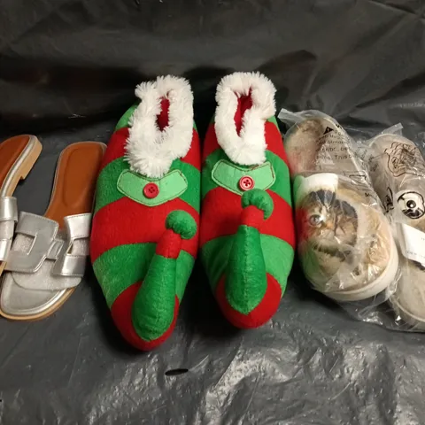 BOX OF APPROXIMATELY 15 ASSORTED PAIRS OF SHOES AND FOOTWEAR ITEMS IN VARIOUS COLOURS, STYLES, AND SIZES - COLLECTION ONLY