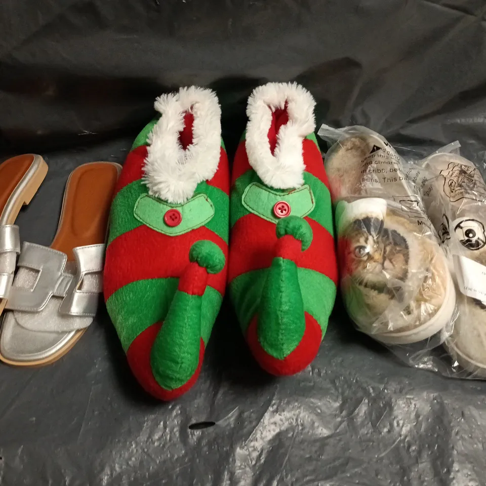 BOX OF APPROXIMATELY 15 ASSORTED PAIRS OF SHOES AND FOOTWEAR ITEMS IN VARIOUS COLOURS, STYLES, AND SIZES - COLLECTION ONLY