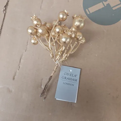 APPROXIMATELY 24 GISELA GRAHAM ARTIFICIAL GOLD BERRY STEMS