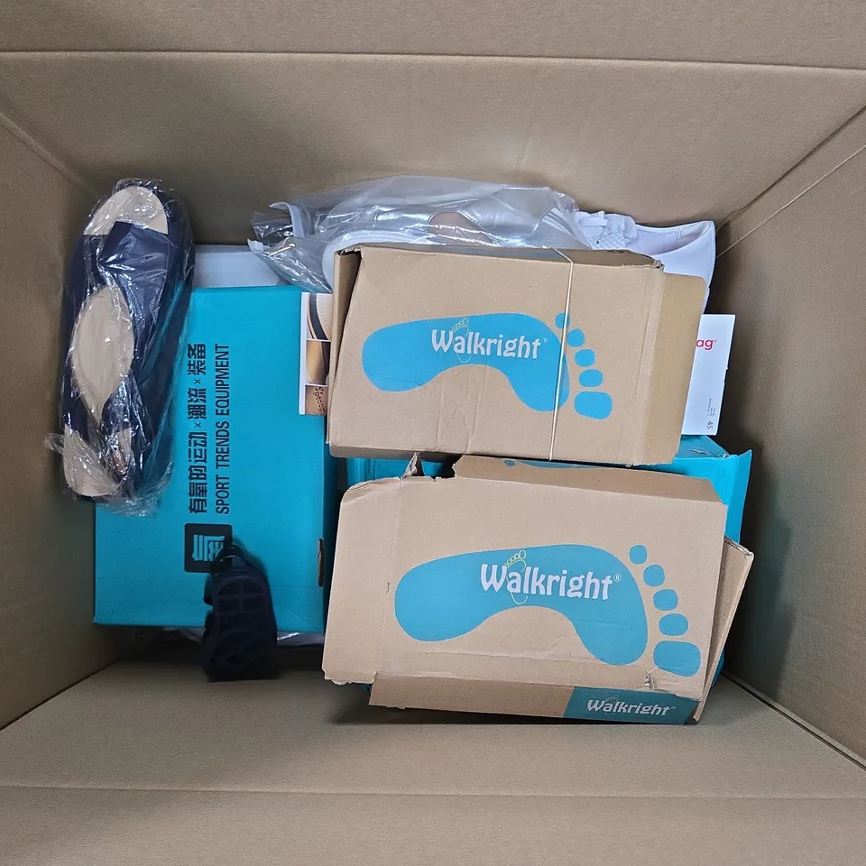 APPROXIMATELY 12 ASSORTED PAIRS OF SHOES AND FOOTWEAR ITEMS IN VARIOUS STYLES AND SIZES TO INCLUDE WALKRIGHT, SPORT TRENDS EQUIPMENT, PEDAG, ETC