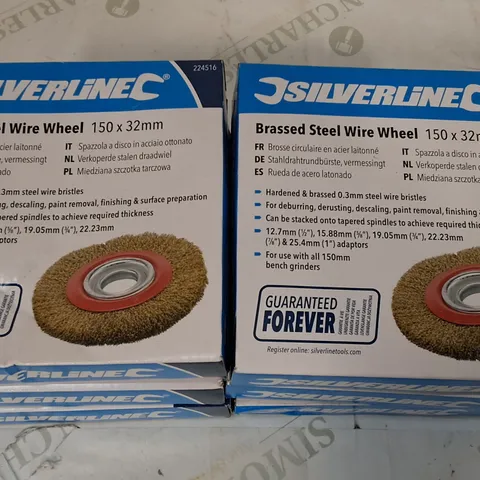 LOT OF 6 SILVERLINE BRASSED STEEL WIRE WHEEL - 150X32MM