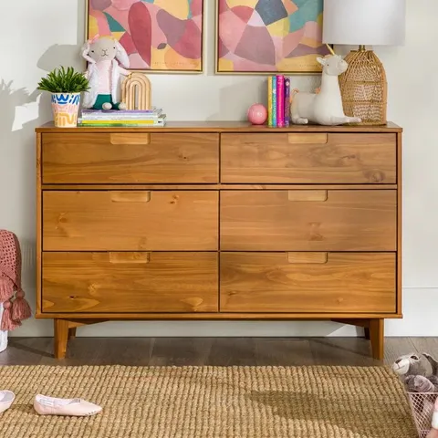 BOXED AUGIE 6 DRAWER 132CM SOLID WOOD DRAWER