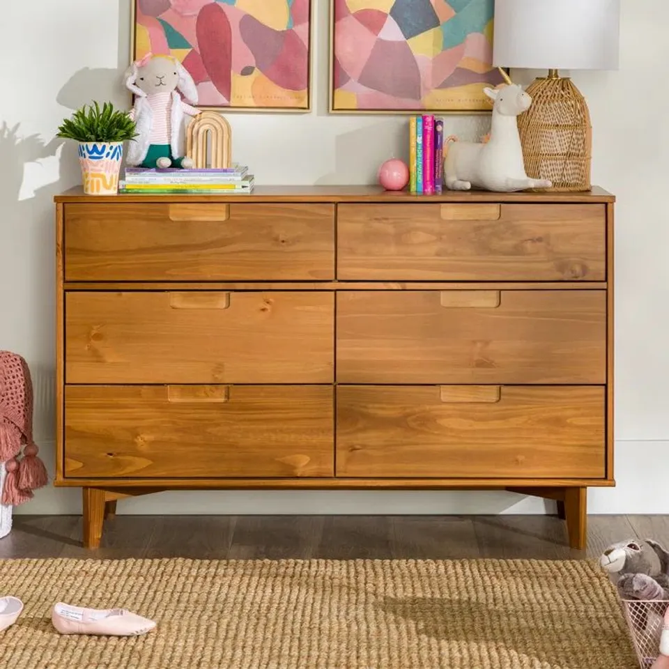 BOXED AUGIE 6 DRAWER 132CM SOLID WOOD DRAWER