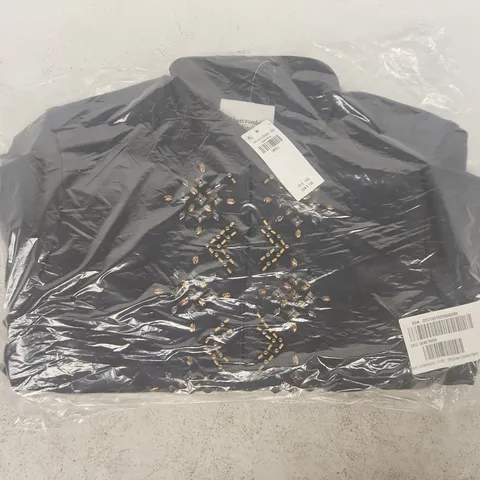 BAGGED ABERCROMBIE & FITCH WOMEN'S VEGAN SUEDE EMBELLISHED JACKET IN NAVY SIZE SMALL