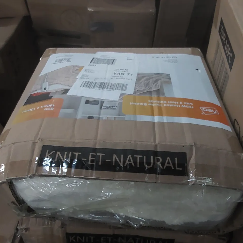 BOXED NEO NATURAL ELECTRIC CABLE KNIT HEATED THROW BLANKET