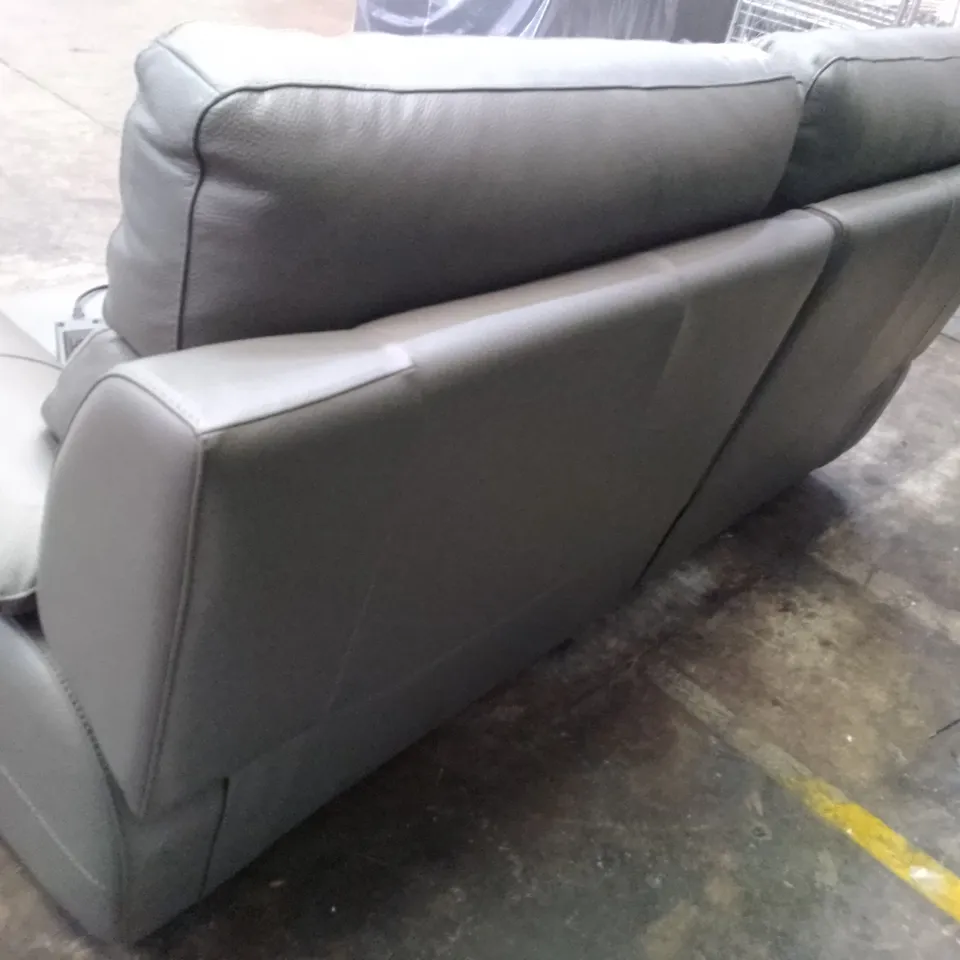 QUALITY ITALIAN DESIGNER PATRIZIO 3 SEATER 2PCS ELECTRIC RECLINER SOFA - DARK GREY LEATHER   