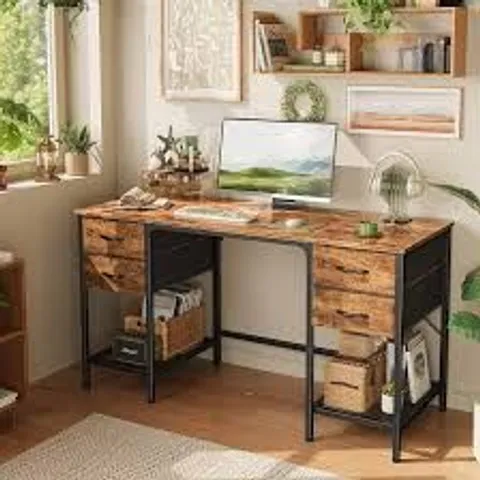 BOXED 55 - INCH  LARGE COMPUTER DESK - RUSTIC BROWN