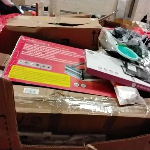 PALLET OF ASSORTED HOUSEHOLD GOODS AND PRODUCTS TO INCLUDE;WALL MOUNT FOR TV,PHONE ACCESSORIES,TOILET SEAT