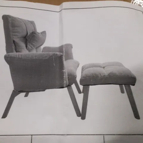 BOXED LEMROE RECLINER ARMCHAIR WITH FOOTSTOOL - GREY