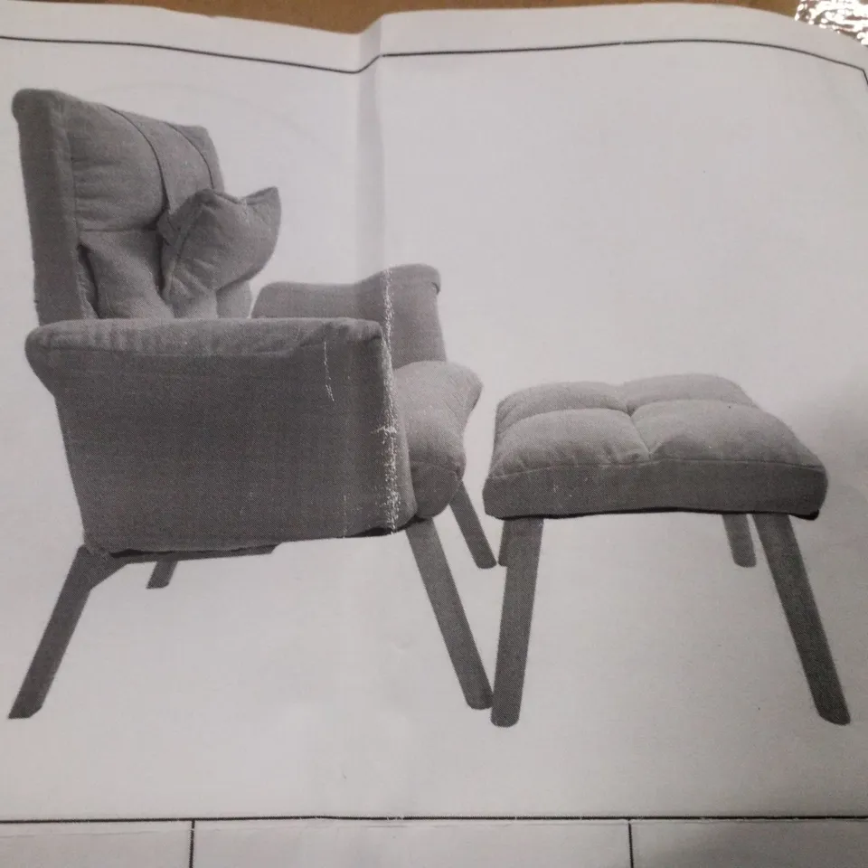 BOXED LEMROE RECLINER ARMCHAIR WITH FOOTSTOOL - GREY