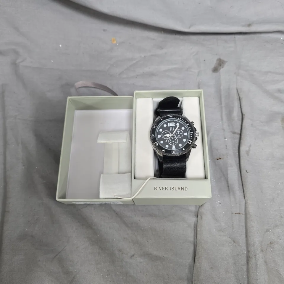 RIVER ISLAND BLACK CHRONOGRAPH WATCH – BOXED 