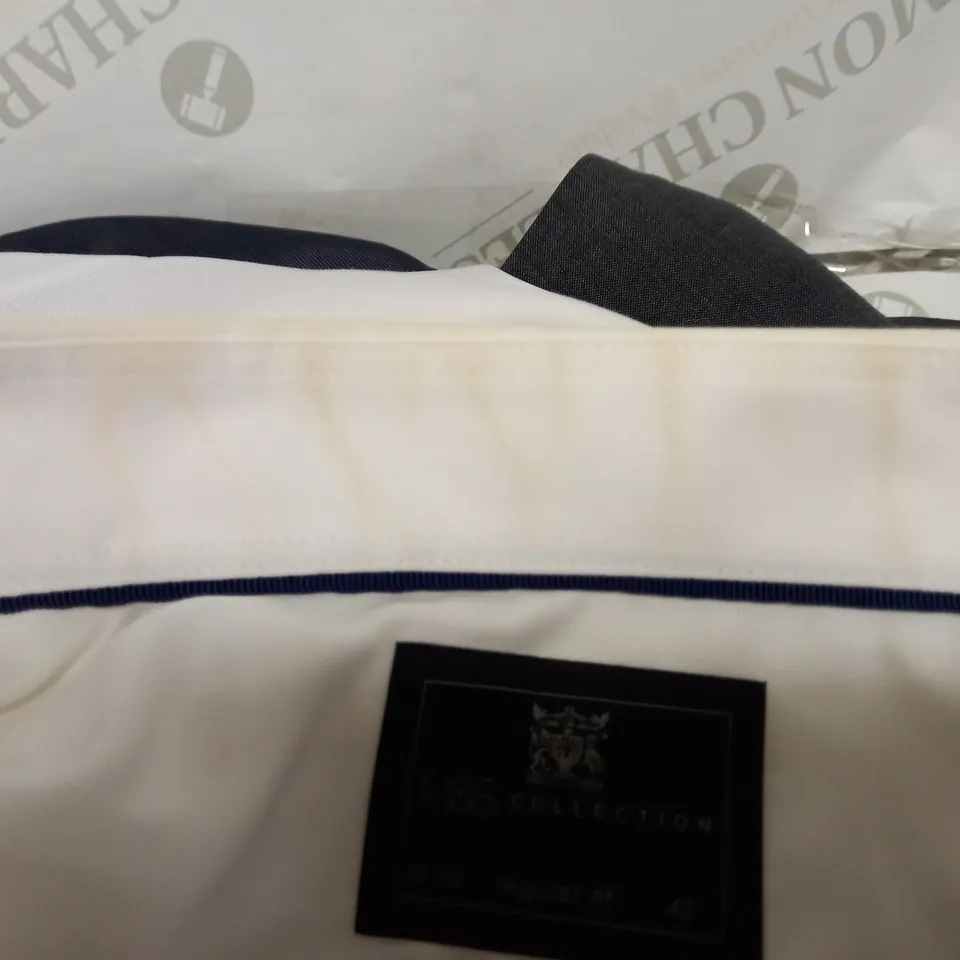 M&S FULL SUIT INCLUDING TROUSERS, SHIRT AND WAISTCOAT AND JACKET - SEE SIZES BELOW