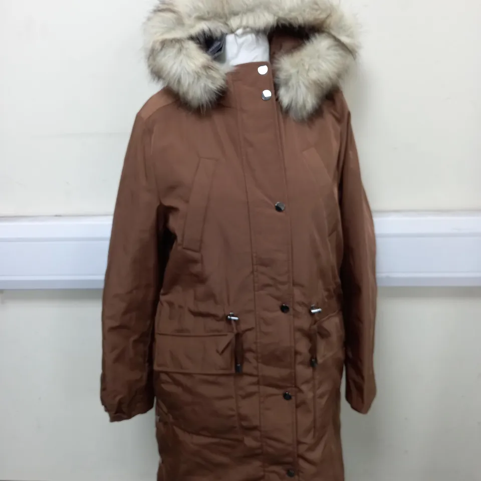 M&S COLLECTION BROWN HOODED PARKA - 14