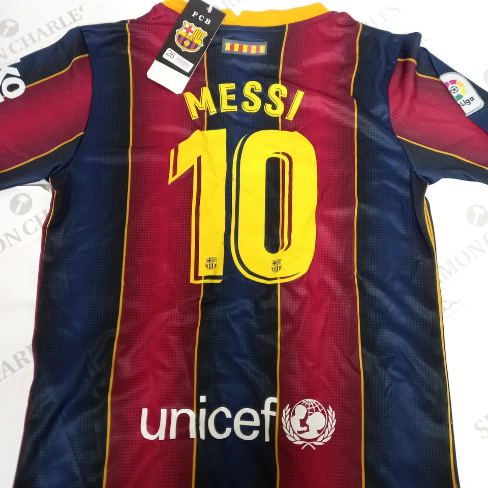 FC BARCELONA HOME KIT WITH MESSI 10 SIZE 26