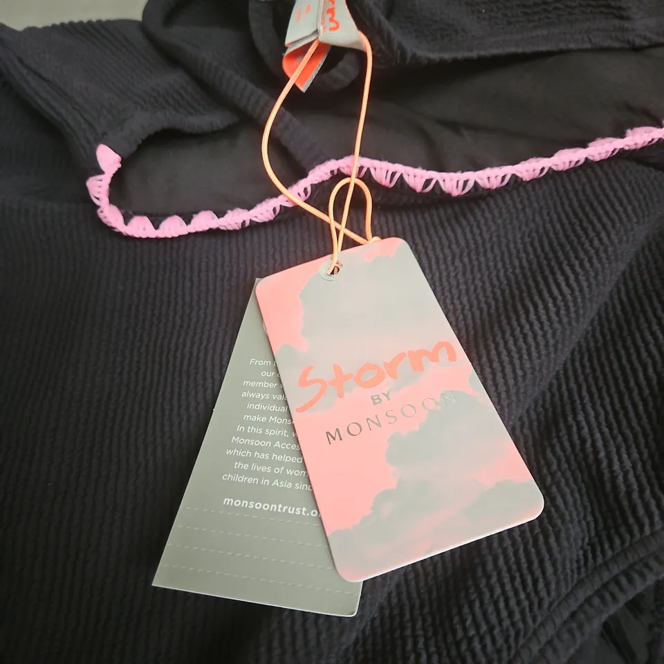 STORM BY MONSOON BLACK RIBBED GIRLS' SWIMSUIT, 7-15 YEARS .