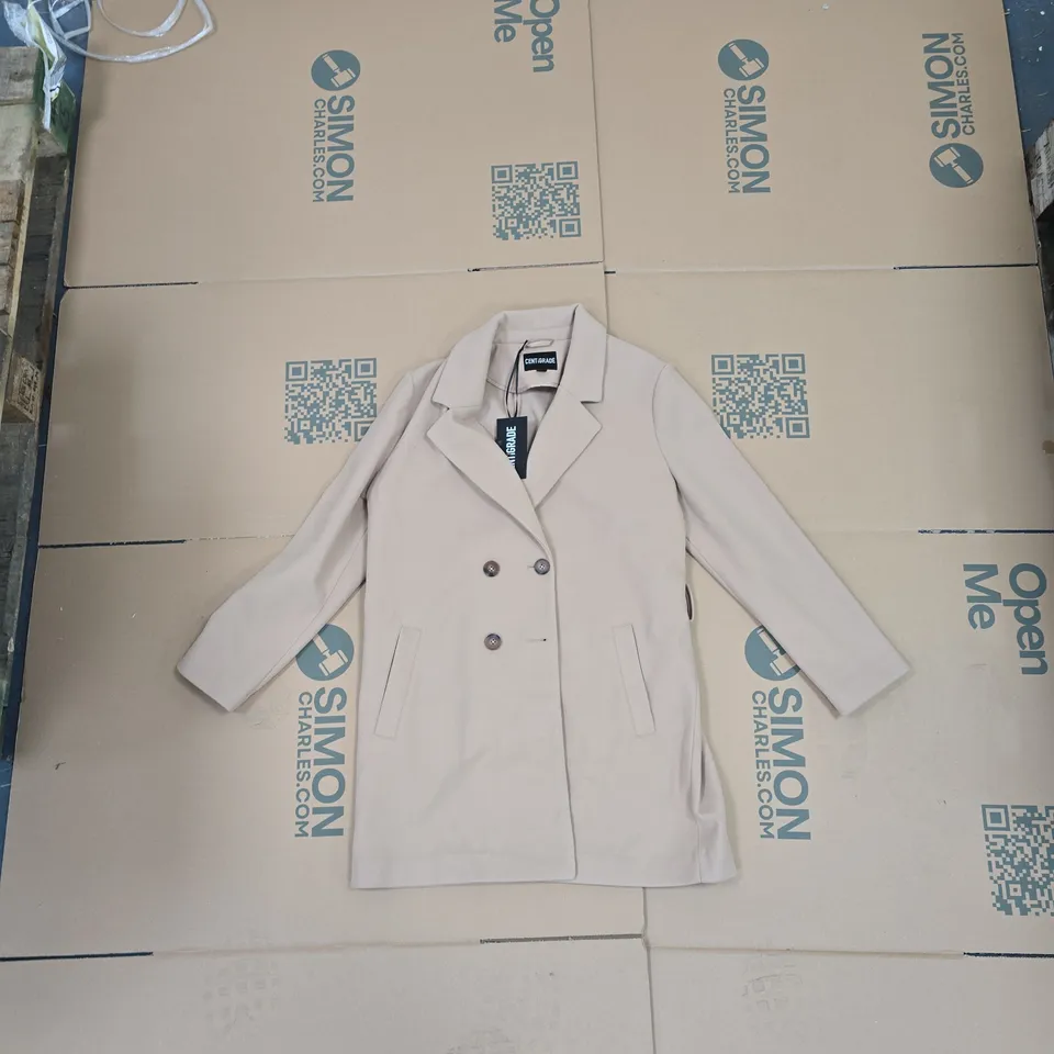 CENTIGRADE BEIGE DOUBLE-BREASTED COAT, SIZE L