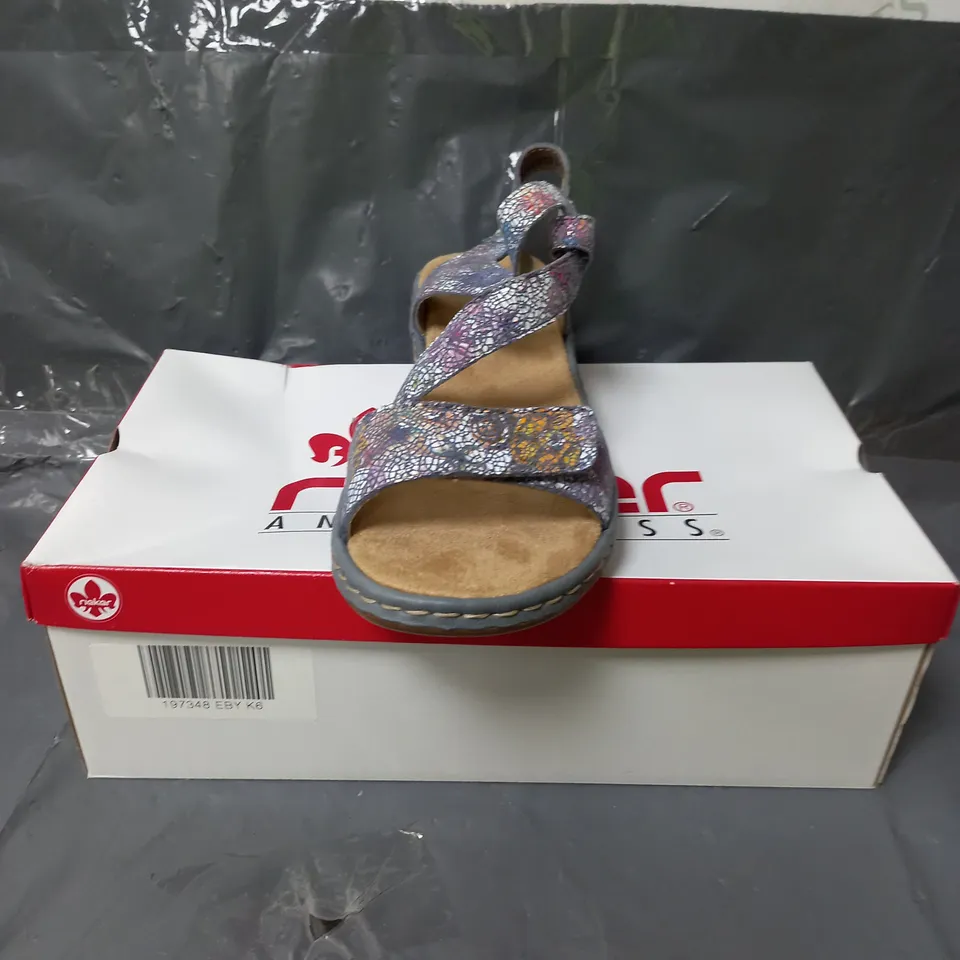 RIEKER ANTI-STRESS SANDALS BLUE FLORAL SIZE 6