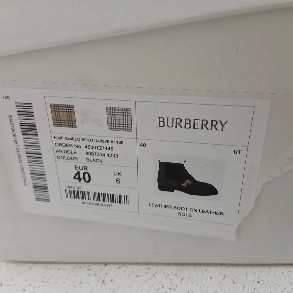 BURBERRY LEATHER CHELSEA BOOTS - BLACK, UK 6 (EU 40) – BOXED WITH DUST BAG