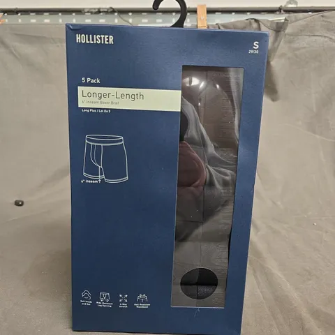 HOLLISTER LONGER-LENGTH BOXER BRIEFS 6" INSEAM – 5 PACK – SIZE S