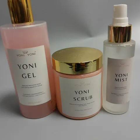 LOT OF3 YONI YONI ITEMS INCLUDES SCRUB, GEL AND MIST