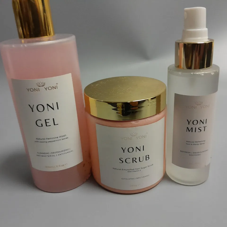 LOT OF3 YONI YONI ITEMS INCLUDES SCRUB, GEL AND MIST