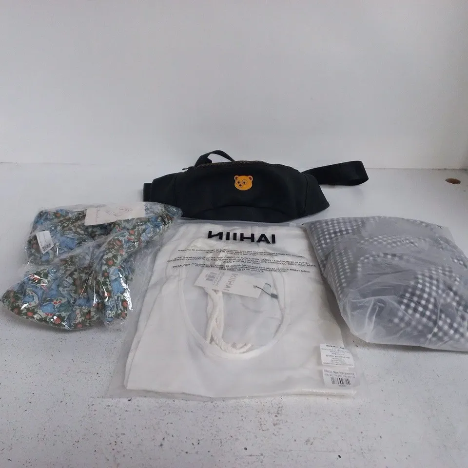 BOX OF APPROXIMATELY 25 ASSORTED CLOTHING ITEMS OF VARIOUS SIZES AND STYLES