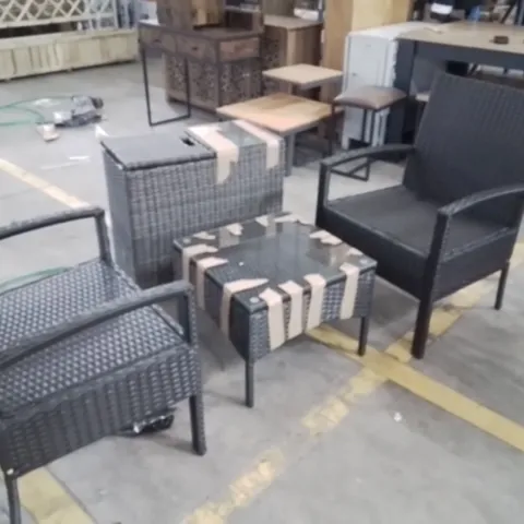 ETOWAH GARDEN FURNITURE SET WITH ICE BUCKET RATTAN SIDE TABLE 