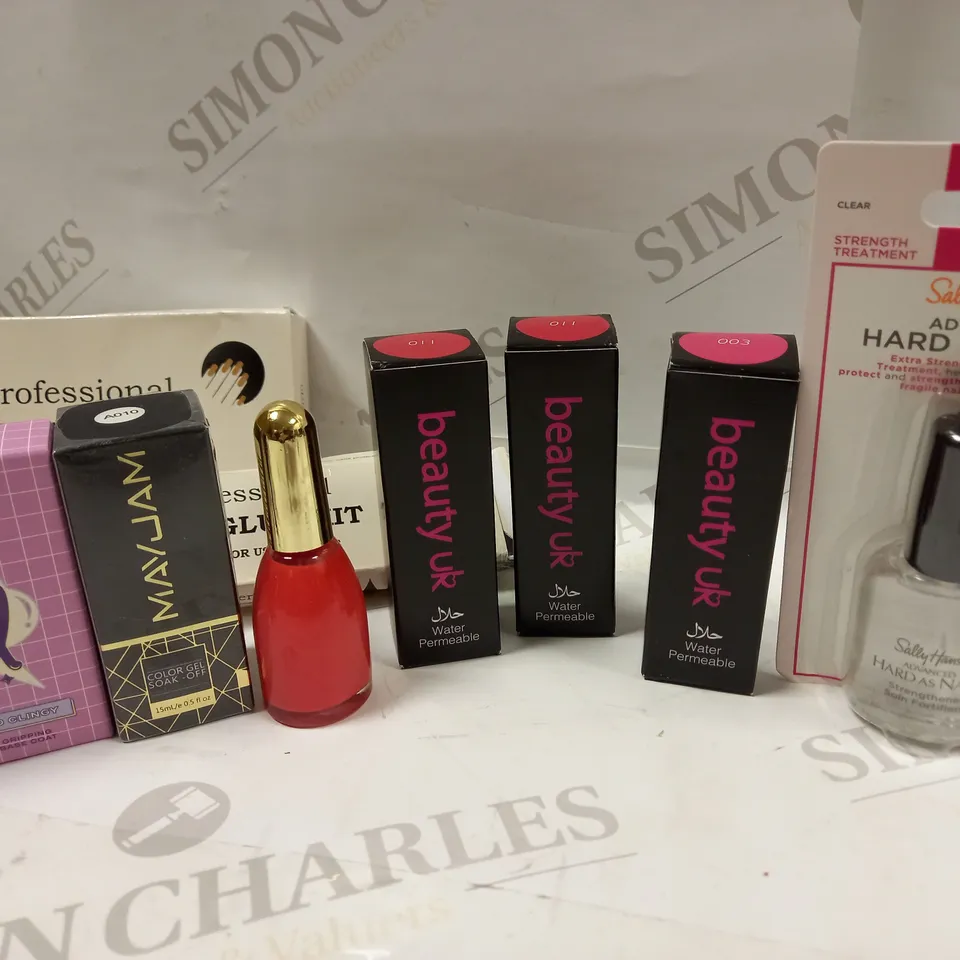 ASSORTMENT OF UV CURED AND LACQUER NAIL POLISHES APPROX. 20 ITEMS 