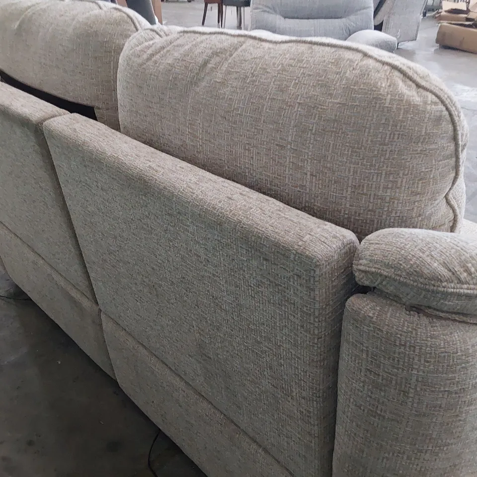 QUALITY BRITISH DESIGNER G PLAN JACKSON POWER RECLINING THREE SEATER SOFA LOXWOOD SAGE FABRIC 