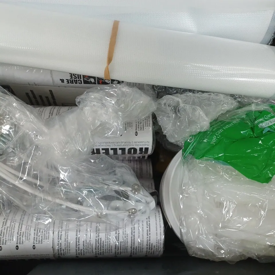 APPROXIMATELY 8 ASSORTED HOUSEHOLD ITEMS TO INCLUDE CRIMPIT WRAP SEALER, LINT ROLLER REFILLS, ETC