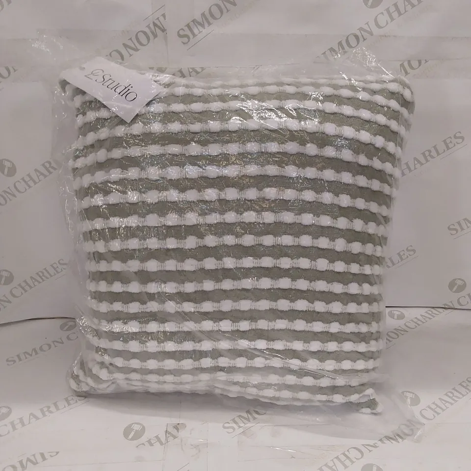 BAGGED STAB STITCH CUSHION - SAGE GREEN// 43 X 43cm