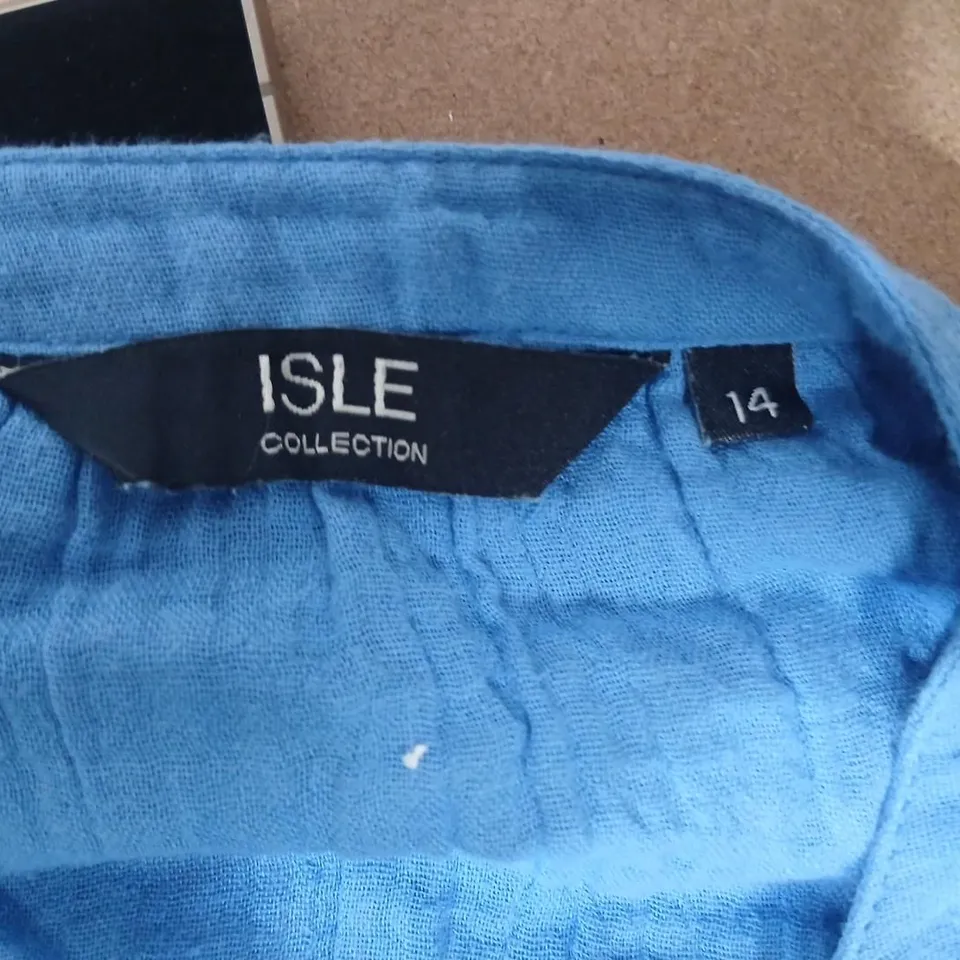 ISLE COLLECTION WOMEN'S BLOUSE – BLUE, UK 14