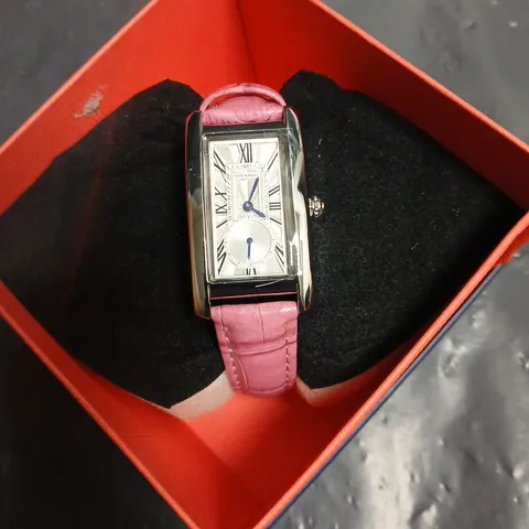 STOCKWELL RECTANGULAR LADIES WRISTWATCH – PINK LEATHER STRAP